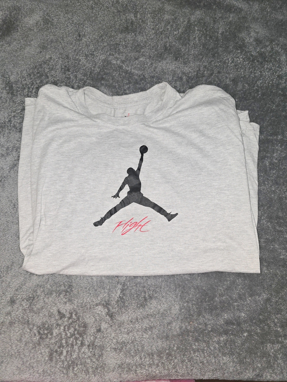 Men's Light Gray Jordan Graphic Tee with Black Jumping Silhouette